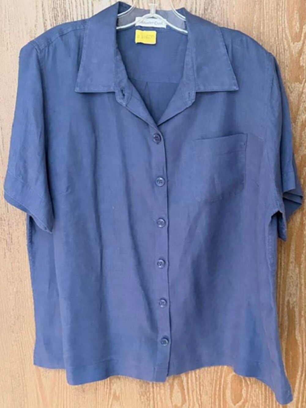 Coldwater Creek Blouse Shirt - Blue - Linen - Short Sleeve - Size PXL